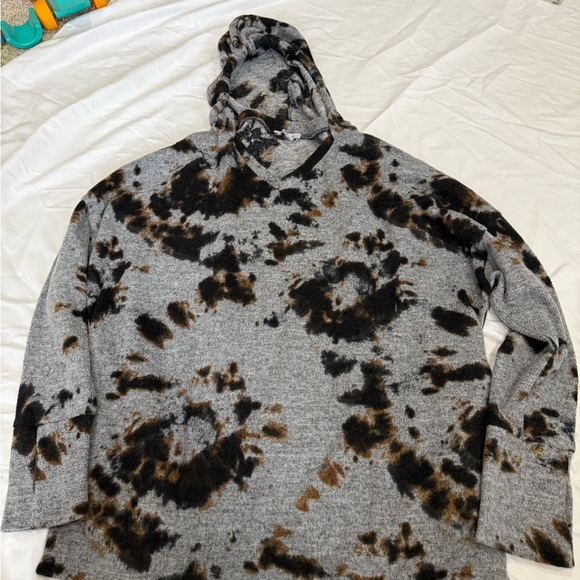 white birch Sweaters - White Birch Gray and Black Tie-Dye Hoodie